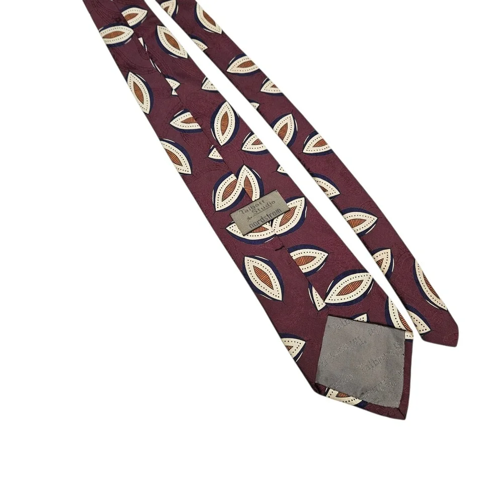 Vintage 90s Robert‎ Talbott Necktie Burgundy Silk Geometric Nordstrom Grandpa